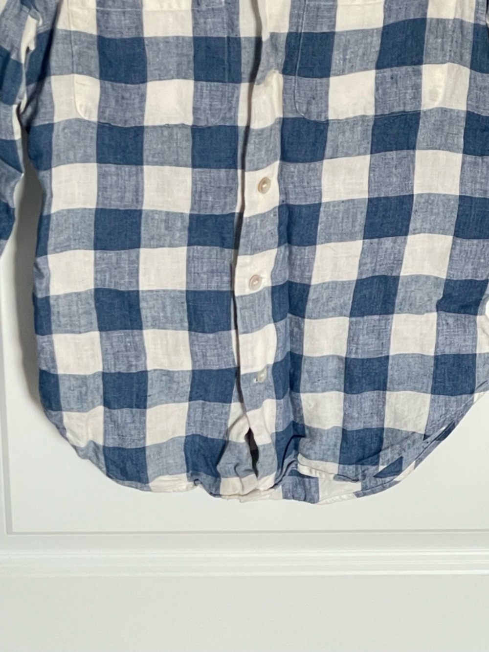 Ralph Lauren Blue & White Gingham Linen Long Sleeve Shirt Size 2 54428 - Picture 6 of 13